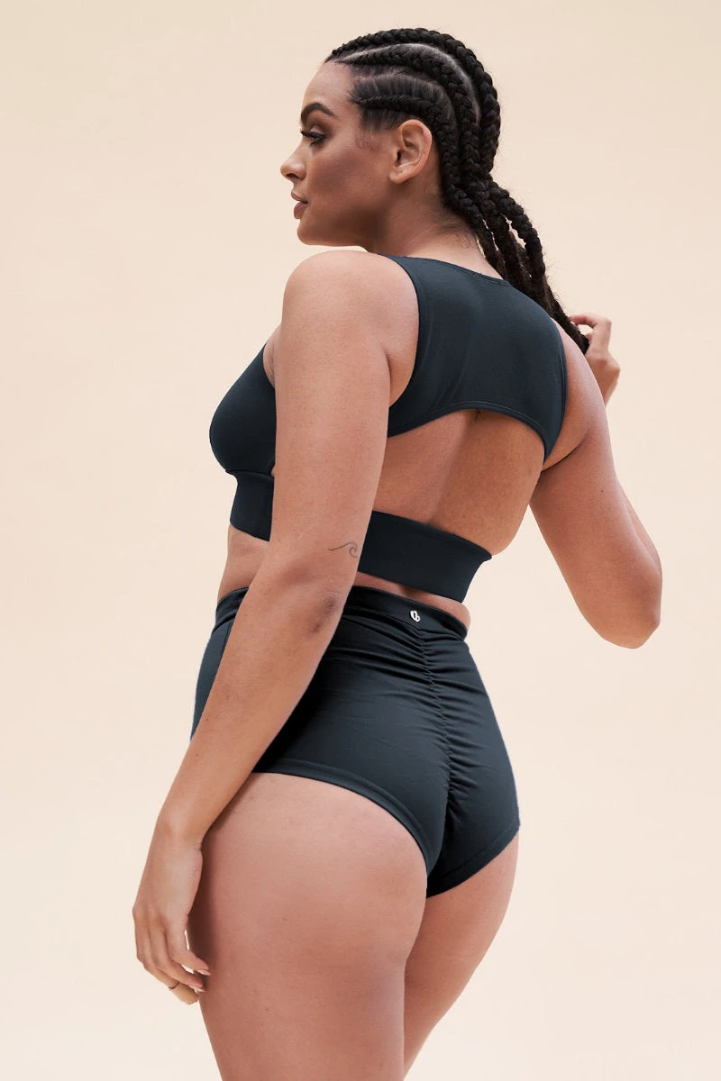 Lunalae Courtney V Neck Top - Recycled Black 4 Lunalae Courtney V Neck Top - Recycled Black - Image 2