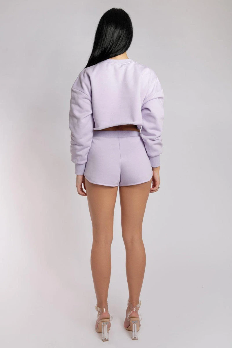 CXIX Oversized Cropped Jumper - Lilac 4 CXIX Oversized Cropped Jumper - Lilac - Image 2