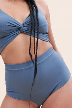 Lunalae High Waist Shorts - Ribbed Steel Blue 10 Lunalae High Waist Shorts - Ribbed Steel Blue -Rad Store 221011 LunaLae 06 0258