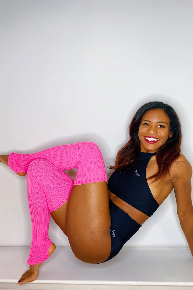 Thigh High Legwarmers - Neon Pink 4 Thigh High Legwarmers - Neon Pink - Image 2