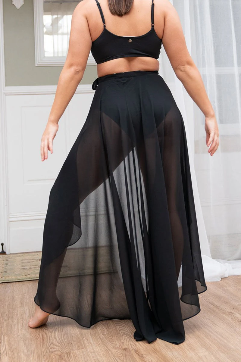 Lunalae High Waist Wrap Dance Skirt - Black 4 Lunalae High Waist Wrap Dance Skirt - Black - Image 2