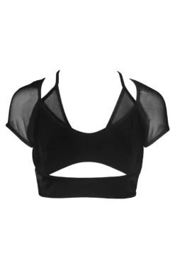 Hamade Activewear Mesh Hollow Front Crop Top - Black 8 Hamade Activewear Mesh Hollow Front Crop Top - Black -Rad Store AW04
