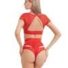 Hamade Activewear Mesh Hollow Back Bottoms - Red -Rad Store AW09