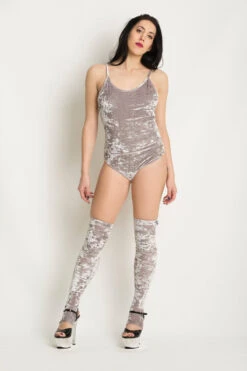 Paradise Chick Animal Leg Warmers (with Kneepads) - Silver Velvet -Rad Store B73A4856