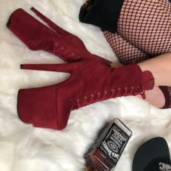 Hella Heels BabyDoll 8inch Boots - Dark Red 16 Hella Heels BabyDoll 8inch Boots - Dark Red -Rad Store BD Dark Red 8 inch 1