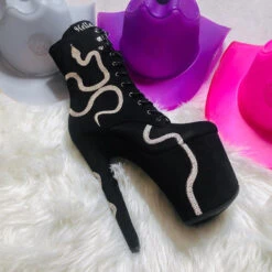 Hella Heels Snake In My Boot 8inch Boots - Black 20 Hella Heels Snake In My Boot 8inch Boots - Black -Rad Store Black 1