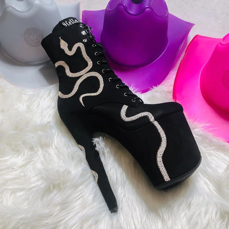 Hella Heels Snake In My Boot 8inch Boots - Black 10 Hella Heels Snake In My Boot 8inch Boots - Black - Image 8