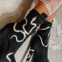 Hella Heels Snake In My Boot 8inch Boots - Black 16 Hella Heels Snake In My Boot 8inch Boots - Black -Rad Store Black 10