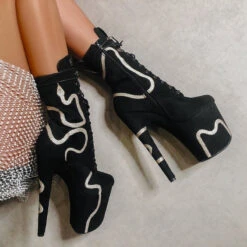 Hella Heels Snake In My Boot 8inch Boots - Black 18 Hella Heels Snake In My Boot 8inch Boots - Black -Rad Store Black 11