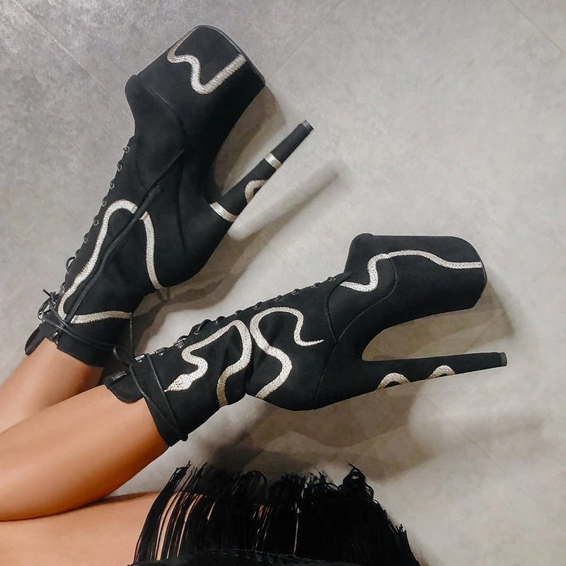 Hella Heels Snake In My Boot 8inch Boots - Black 11 Hella Heels Snake In My Boot 8inch Boots - Black - Image 9