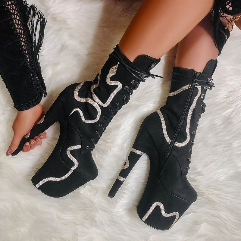 Hella Heels Snake In My Boot 8inch Boots - Black 7 Hella Heels Snake In My Boot 8inch Boots - Black - Image 5