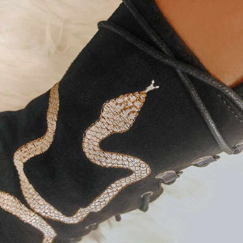 Hella Heels Snake In My Boot 8inch Boots - Black 13 Hella Heels Snake In My Boot 8inch Boots - Black - Image 11