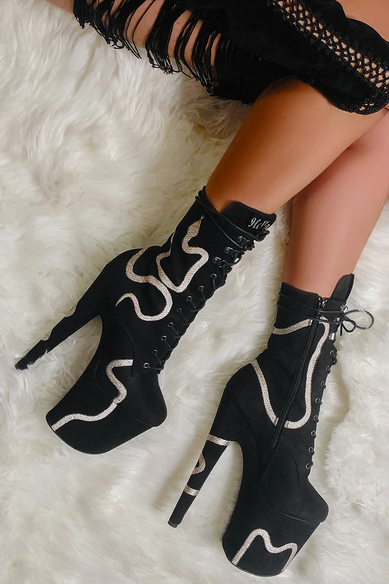 Hella Heels Snake In My Boot 8inch Boots - Black 3 Hella Heels Snake In My Boot 8inch Boots - Black