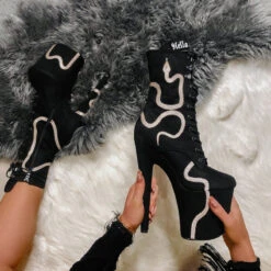 Hella Heels Snake In My Boot 8inch Boots - Black 15 Hella Heels Snake In My Boot 8inch Boots - Black -Rad Store Black 7