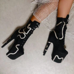 Hella Heels Snake In My Boot 8inch Boots - Black 19 Hella Heels Snake In My Boot 8inch Boots - Black -Rad Store Black 9