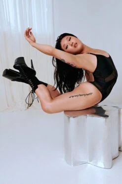 CXIX Silhouette One-Piece Bodysuit - Black With Black Mesh 16 CXIX Silhouette One-Piece Bodysuit - Black With Black Mesh -Rad Store Black CXIX Silhouette Mesh bodysuit dance poledance