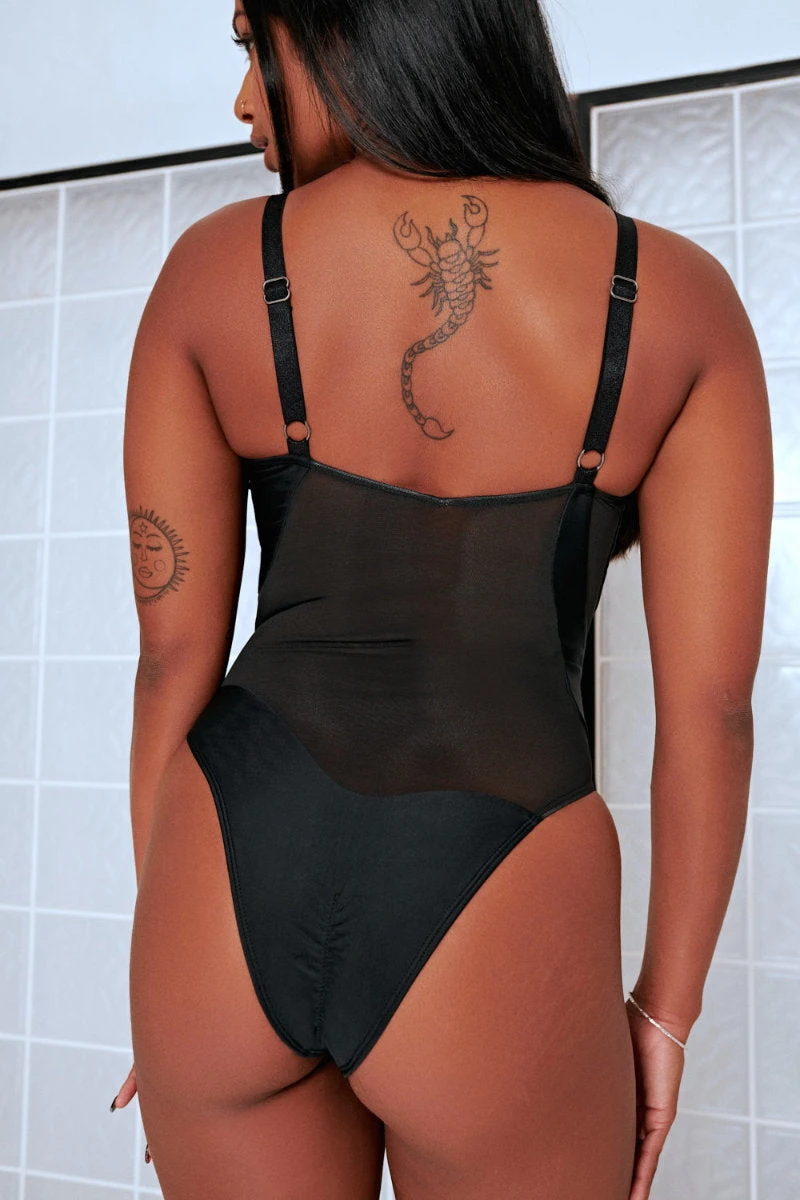 CXIX Silhouette One-Piece Bodysuit - Black With Black Mesh 4 CXIX Silhouette One-Piece Bodysuit - Black With Black Mesh - Image 2
