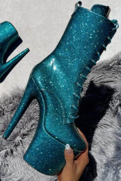 Hella Heels The Glitterati 8inch Boots - Ocean Eyes -Rad Store Blueoceaneyesglitter8inchpoledancehighboot 4