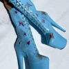 Hella Heels Butterfly 8inch Boots - Baby Blue