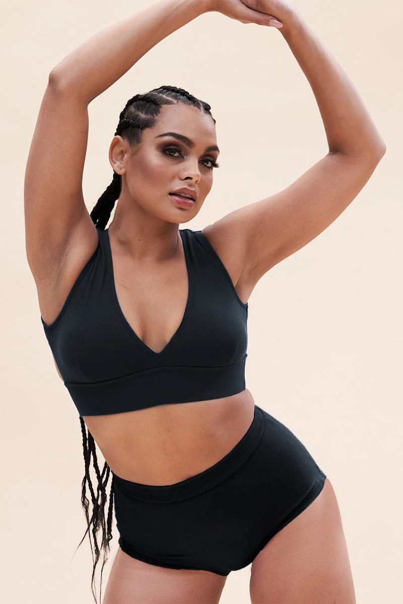 Lunalae Courtney V Neck Top - Recycled Black 3 Lunalae Courtney V Neck Top - Recycled Black