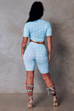CXIX 119 Biker Shorts - Blue Print -Rad Store Crop Tee Blue Monogram Streetwear poledance CXIX b1866438 4553 412c 9683 a33e6b33fa3b