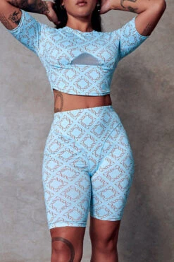 CXIX 119 Biker Shorts - Blue Print -Rad Store Crop Tee Blue Moonogram CXIX Dancewear pole d3dbca7c d7de 4e1e 92bd d4d5f981e869