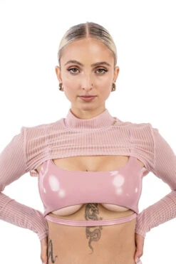 Naughty Thoughts XXX Rated See Through Shrug - Pink -Rad Store DL 08978
