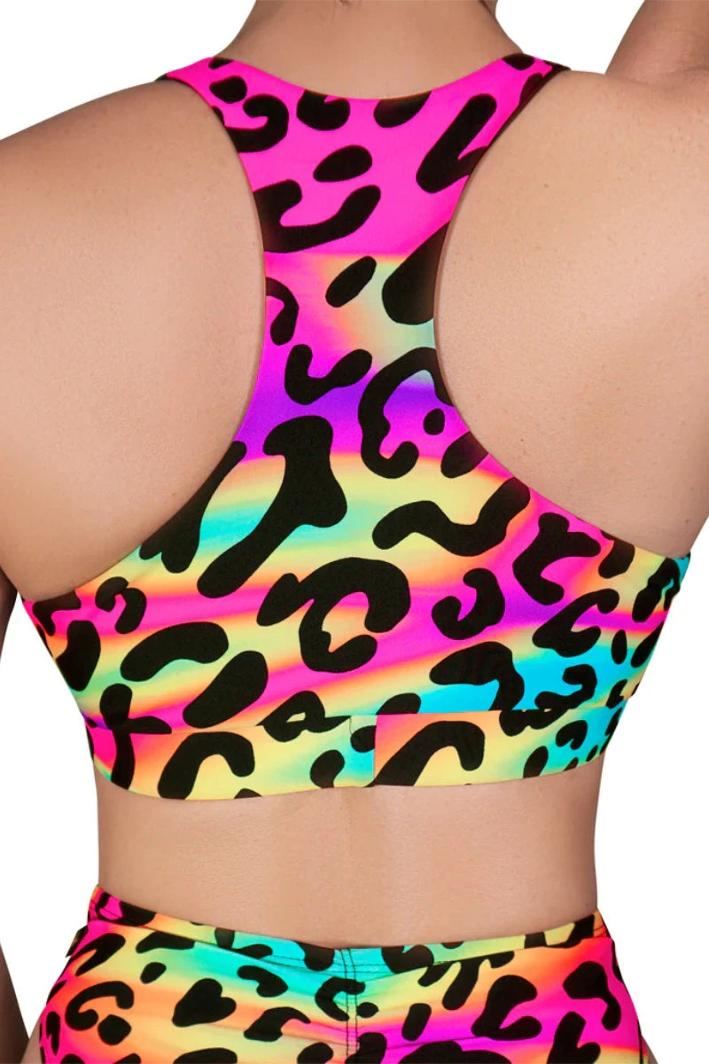 Cleo The Hurricane Twist Sports Bra - Neon Leopard 4 Cleo The Hurricane Twist Sports Bra - Neon Leopard - Image 2