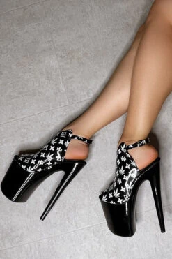 Hella Heels Branded Shield 8inch Stilettos - Black/Black -Rad Store EmpireKicksBrandedblack black8inchpoledanceshieldstiletto 3