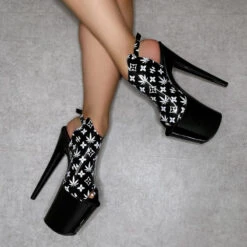 Hella Heels Branded Shield 8inch Stilettos - Black/Black -Rad Store EmpireKicksBrandedblack black8inchpoledanceshieldstiletto 6