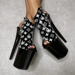 Hella Heels Branded Shield 8inch Stilettos - Black/Black -Rad Store EmpireKicksBrandedblack black8inchpoledanceshieldstiletto 7