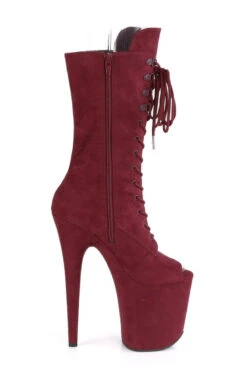Pleaser USA Flamingo-1051FS Faux Suede 8inch Peep Toe Pleaser Boots - Burgundy -Rad Store FLAMINGO 1051FS BYFS M13