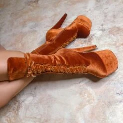 Hella Heels BabyDoll Velvet 7inch Boots - Brandy -Rad Store HBDBrandy2 900x 1a5422b4 e903 4e1b 8ed5 45fd881e145d