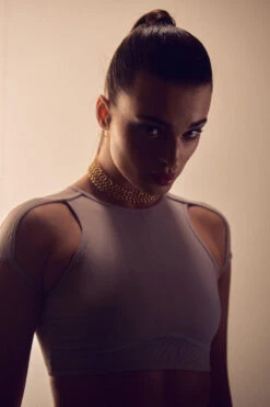 Hamade Activewear High Scoop Neck Crop Top - Light Grey 10 Hamade Activewear High Scoop Neck Crop Top - Light Grey -Rad Store HM 42