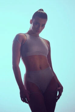 Hamade Activewear High Scoop Neck Crop Top - Light Grey 11 Hamade Activewear High Scoop Neck Crop Top - Light Grey -Rad Store HM 44