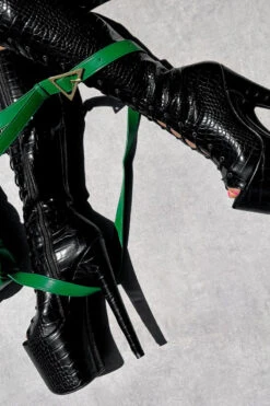 Hella Heels Cold Blooded Black Open Toe Knee High Boots - 8inch -Rad Store IMG 0375