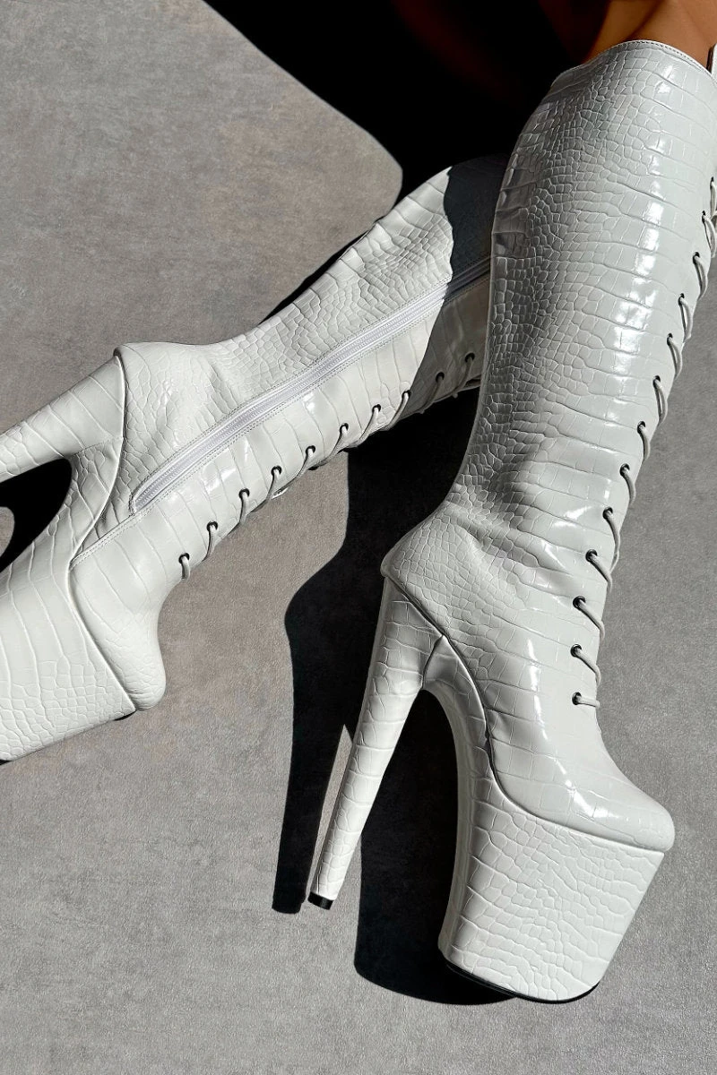 Hella Heels Ghosted Knee High Boots - 8inch 4 Hella Heels Ghosted Knee High Boots - 8inch - Image 2