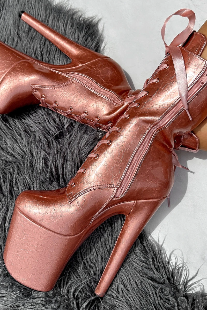 Hella Heels 8inch Ankle Boots - Rose Gold 4 Hella Heels 8inch Ankle Boots - Rose Gold - Image 2