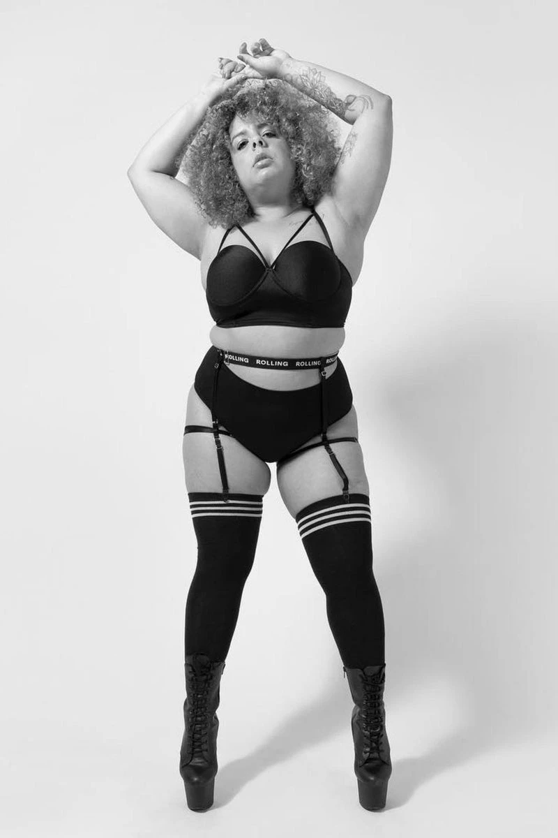 Rolling Over The Knee Socks - Striped Black/White (3 Sizes Available) 6 Rolling Over The Knee Socks - Striped Black/White (3 Sizes Available) - Image 4