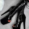 Hella Heels LipKit Open Toe 8inch Boots - Black Beatles