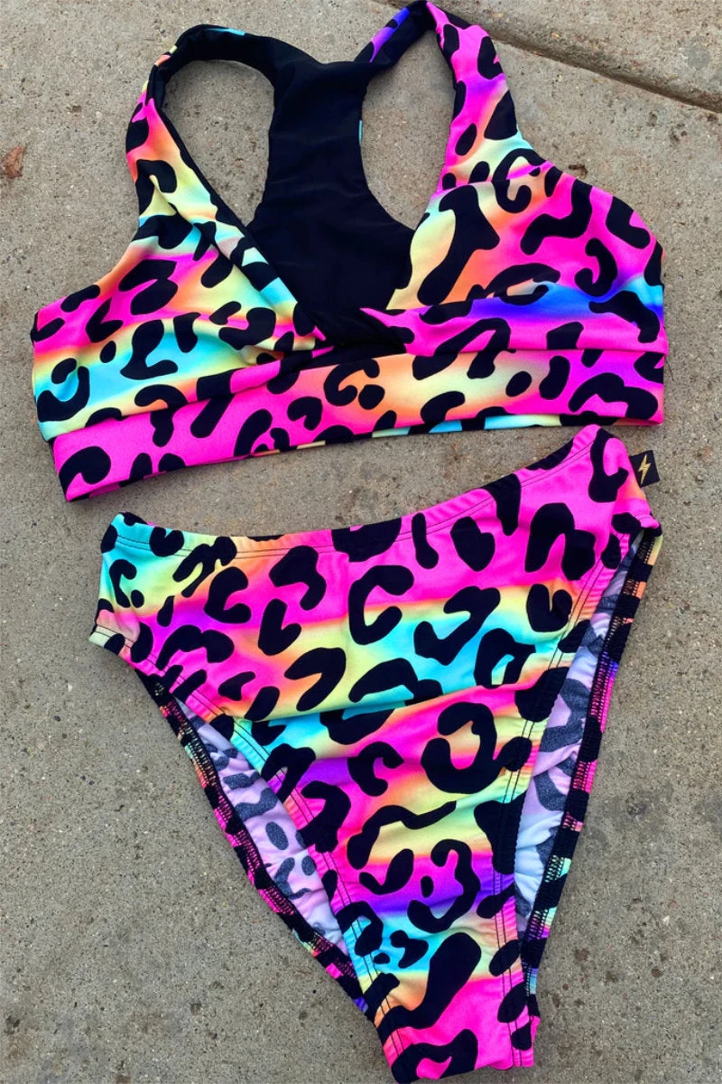 Cleo The Hurricane Twist Sports Bra - Neon Leopard 6 Cleo The Hurricane Twist Sports Bra - Neon Leopard - Image 4
