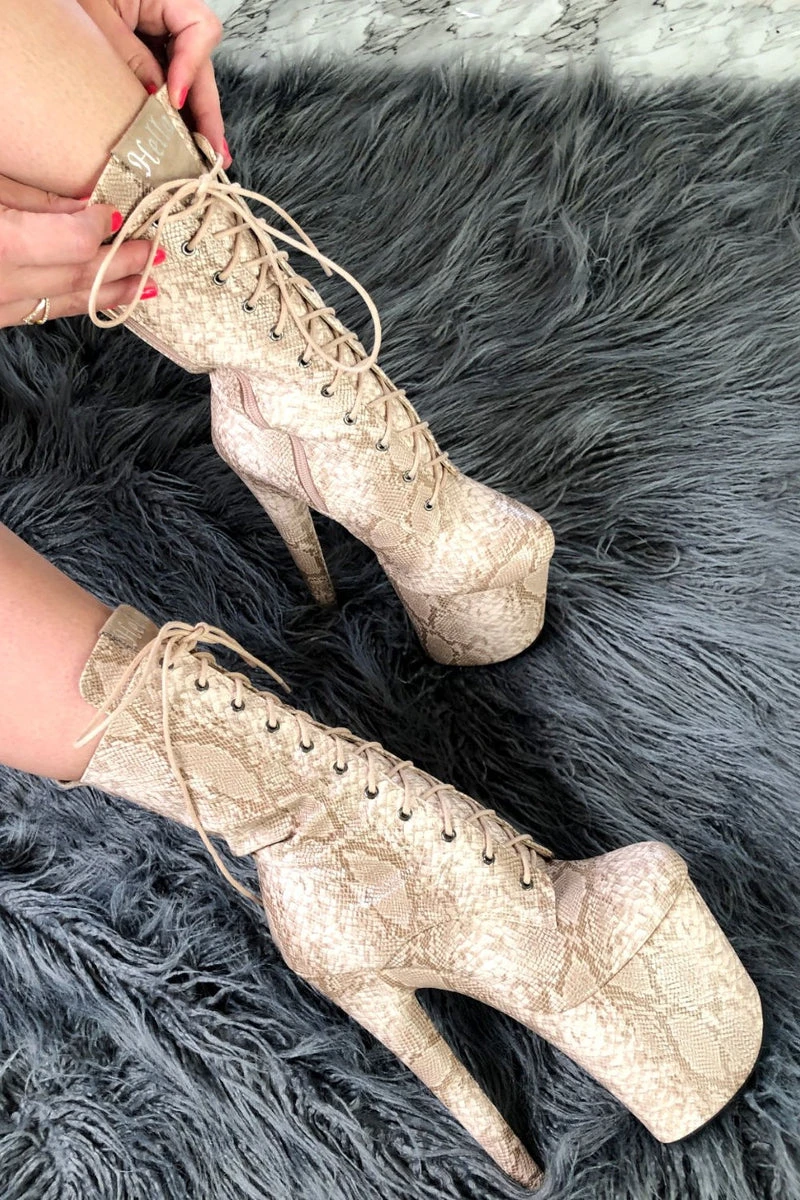 Hella Heels Milksnake Boots - 8inch 4 Hella Heels Milksnake Boots - 8inch - Image 2