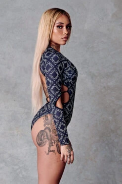 CXIX 119 Plunge Bodysuit - Black Print 11 CXIX 119 Plunge Bodysuit - Black Print -Rad Store Monogram CXIX Bodysuit 119 streetwear fashion polewear