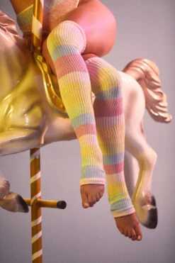 Rolling Thigh High Leg Warmers With Stirrups - Pony Striped (2 Sizes) -Rad Store Ponei37