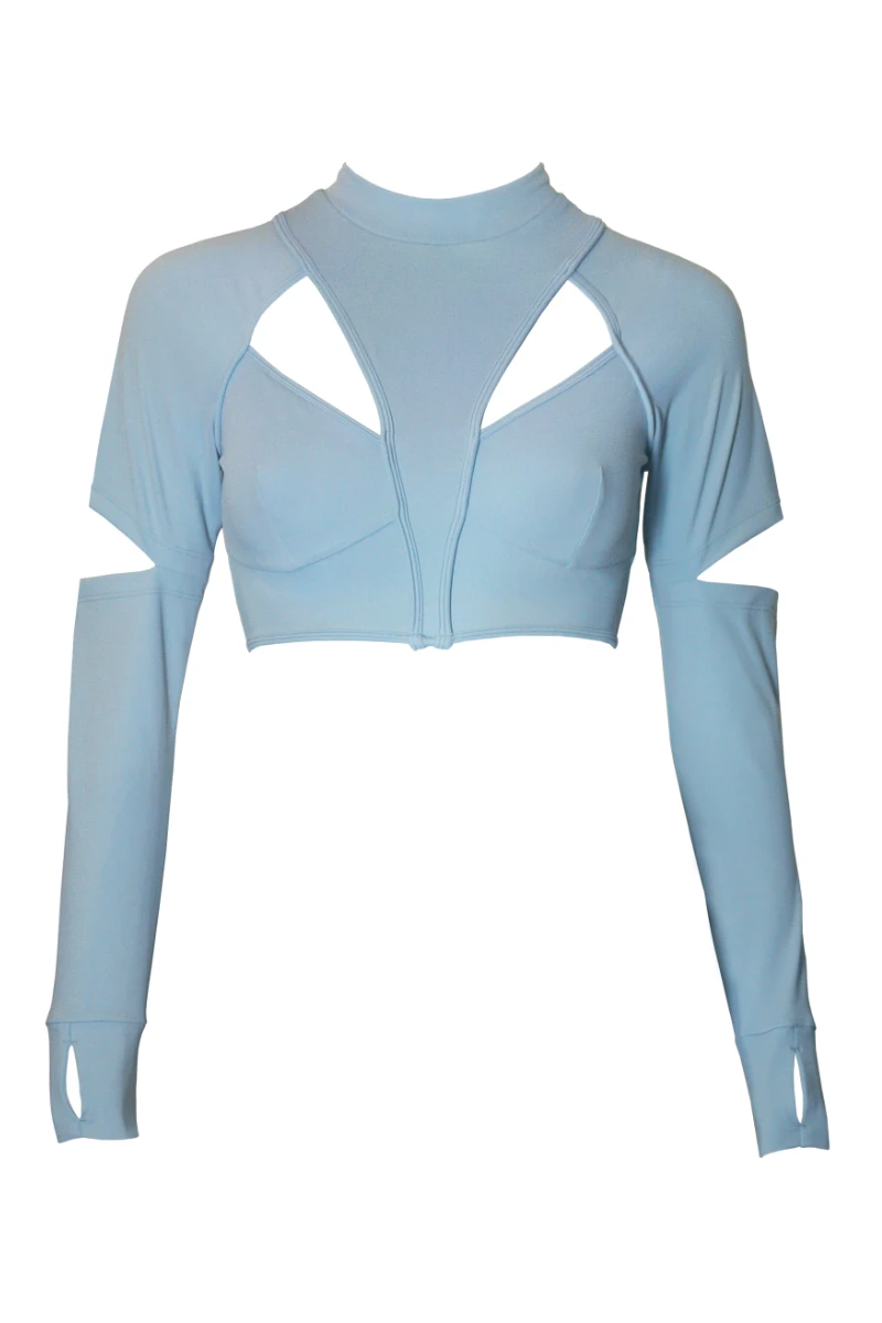 Hamade Activewear Scoop Neck Long Sleeve Top - Light Blue 9 Hamade Activewear Scoop Neck Long Sleeve Top - Light Blue - Image 7