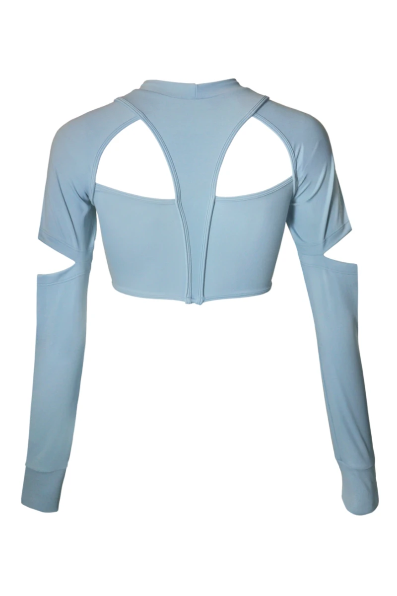 Hamade Activewear Scoop Neck Long Sleeve Top - Light Blue 10 Hamade Activewear Scoop Neck Long Sleeve Top - Light Blue - Image 8