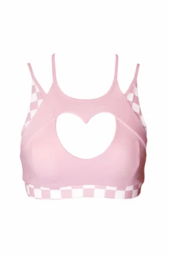 Hamade Activewear Heart Cut Out Top - Checkered Light Pink -Rad Store SS23 05 1