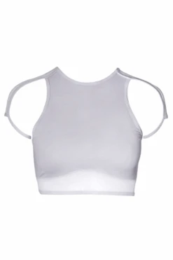 Hamade Activewear High Scoop Neck Crop Top - Light Grey 12 Hamade Activewear High Scoop Neck Crop Top - Light Grey -Rad Store SS23 25