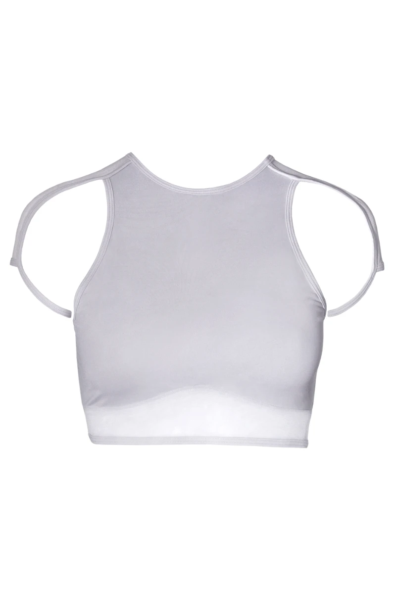 Hamade Activewear High Scoop Neck Crop Top - Light Grey 7 Hamade Activewear High Scoop Neck Crop Top - Light Grey - Image 5