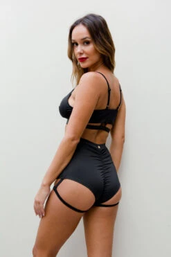 Lunalae Lure You High Waisted Garter Shorts - Black